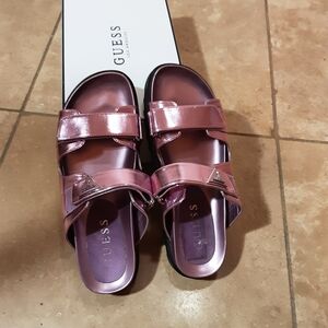 Guess Metallic Pink Double-Strap Sandals